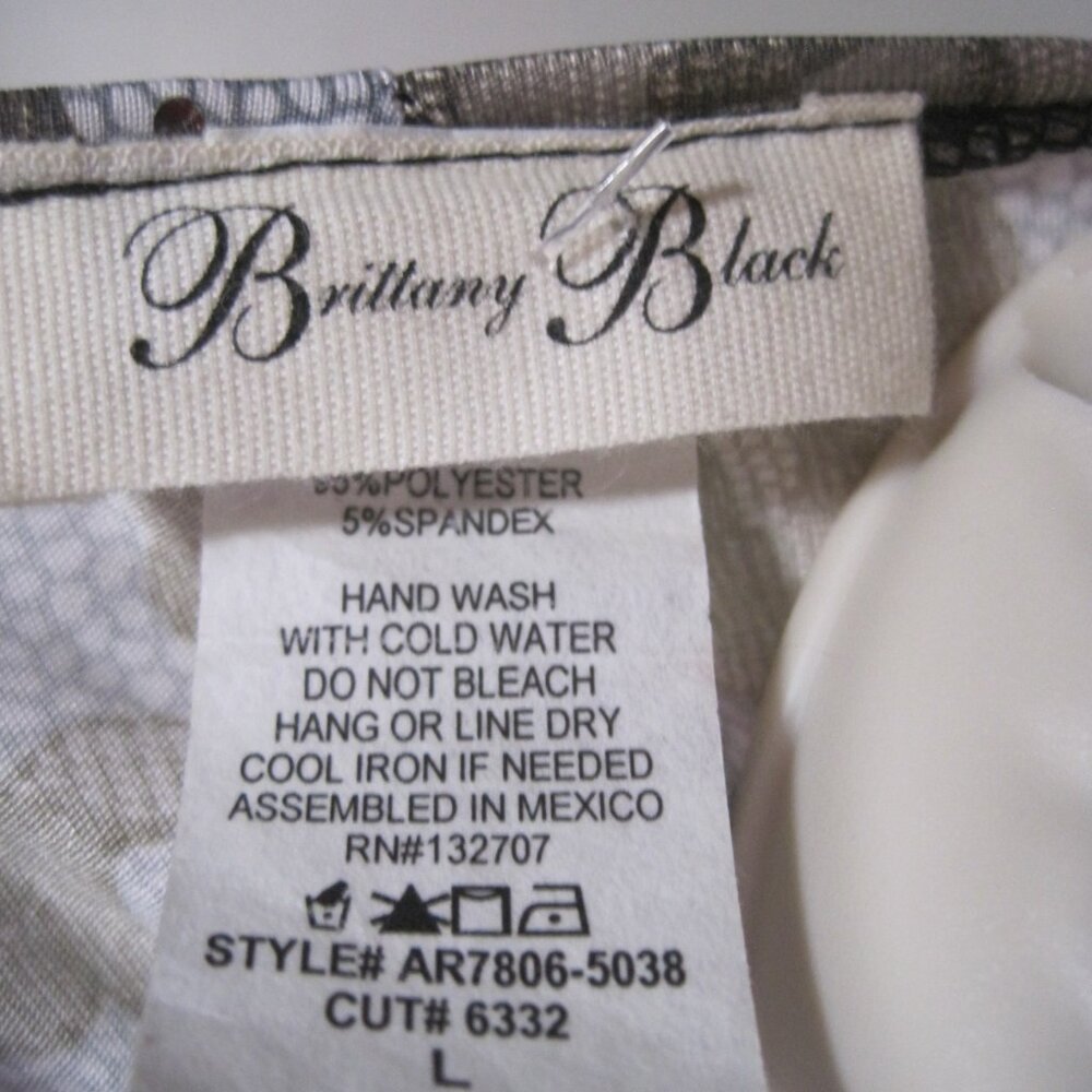 Brittany Black Womens Gray 3/4 Sleeve Animal Print Shirt Sparkle Dots Size Large - Picture 7 of 7